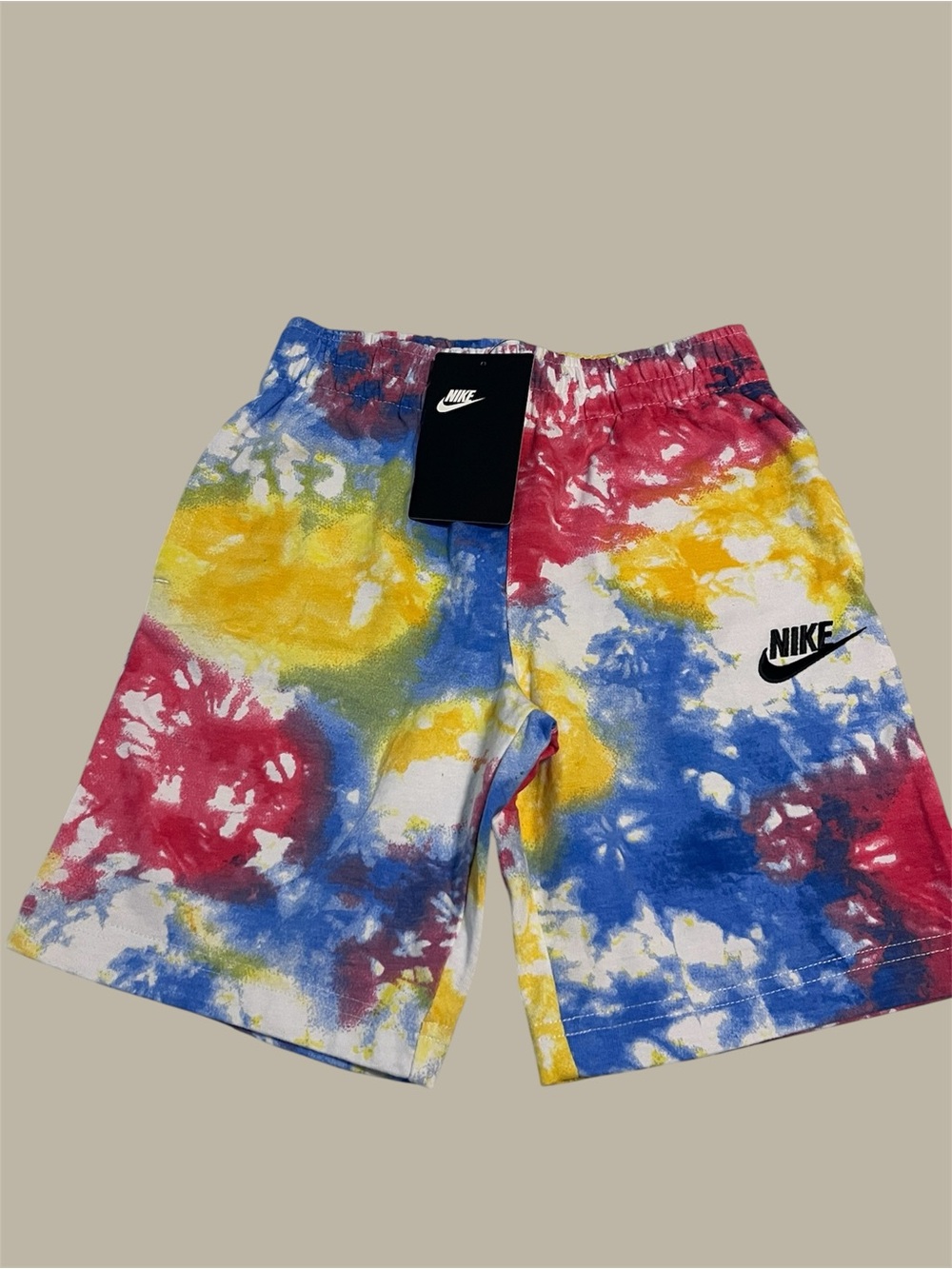 Nike Kids Tie-Dye Cotton Shorts - Blue, Yellow, Red